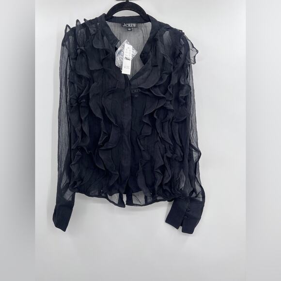 J.Crew Ruffle-front top in crinkle cupro - Picture 5 of 5